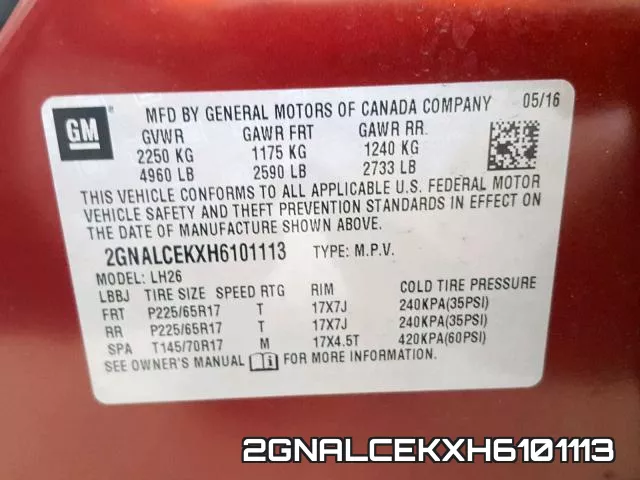 2GNALCEKXH6101113 фото 2