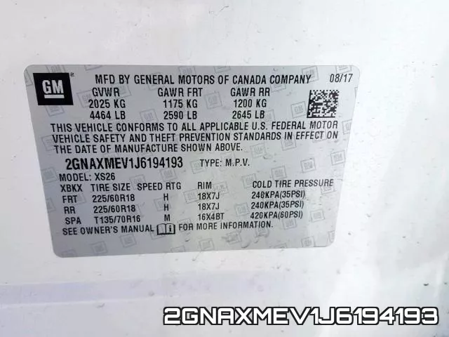 2GNAXMEV1J6194193 фото 2