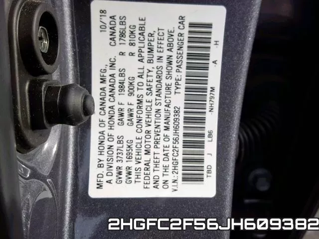2HGFC2F56JH609382 фото 2