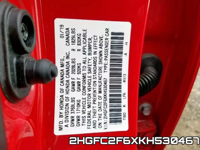 2HGFC2F6XKH530467 фото 2
