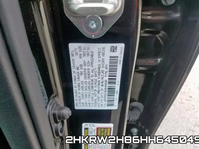 2HKRW2H86HH645049 фото 2