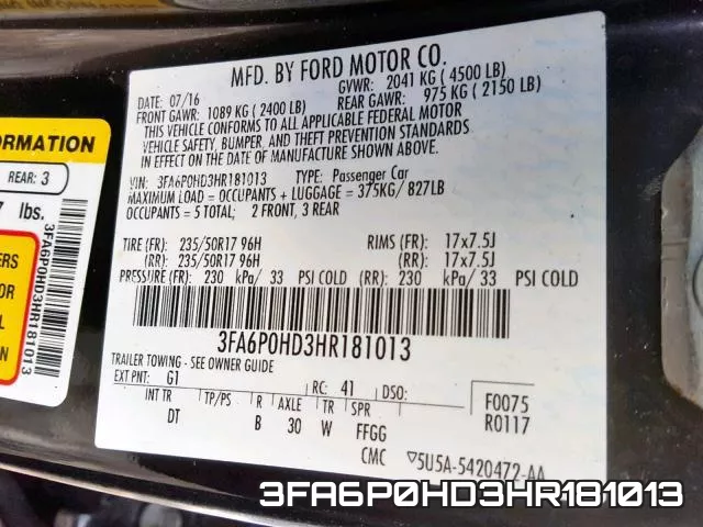 3FA6P0HD3HR181013 фото 2