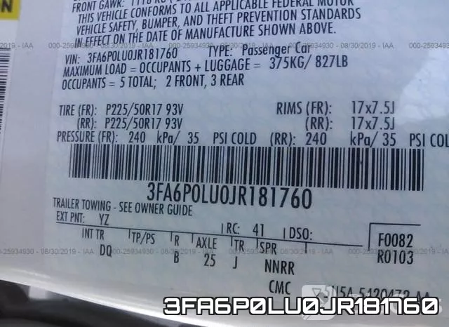 3FA6P0LU0JR181760 фото 10