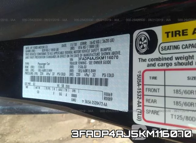 3FADP4AJ5KM116070 фото 10