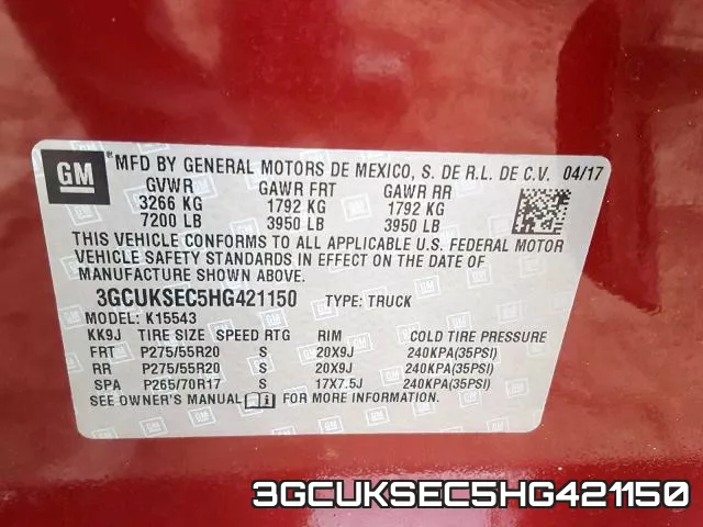3GCUKSEC5HG421150 фото 2