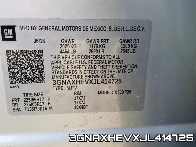 3GNAXHEVXJL414725 фото 2