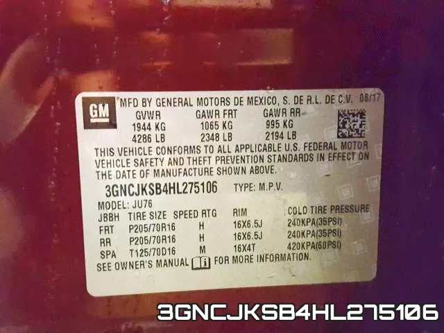 3GNCJKSB4HL275106 фото 2