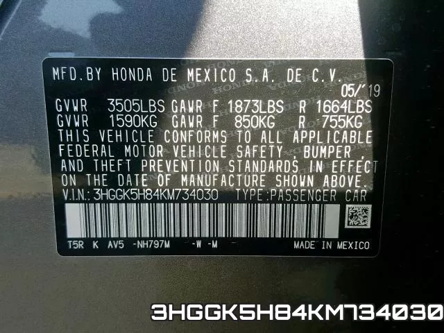 3HGGK5H84KM734030 фото 2