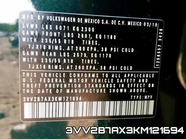 3VV2B7AX3KM121694 фото 2