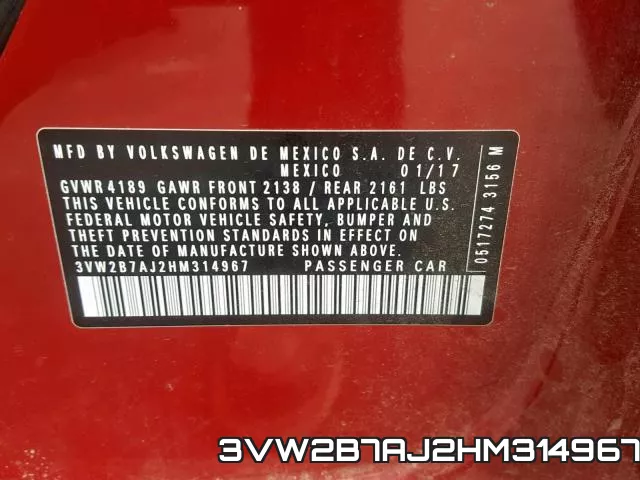 3VW2B7AJ2HM314967 фото 2