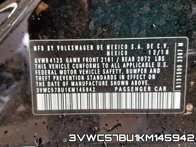 3VWC57BU1KM145942 фото 2