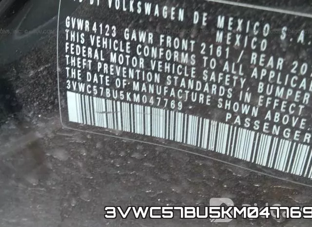 3VWC57BU5KM047769 фото 10