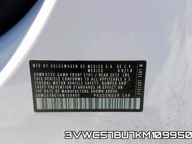 3VWC57BU7KM109950 фото 2