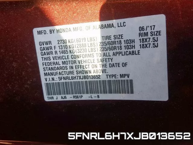 5FNRL6H7XJB013652 фото 2
