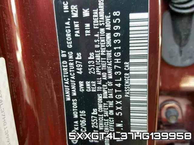 5XXGT4L37HG139958 фото 2