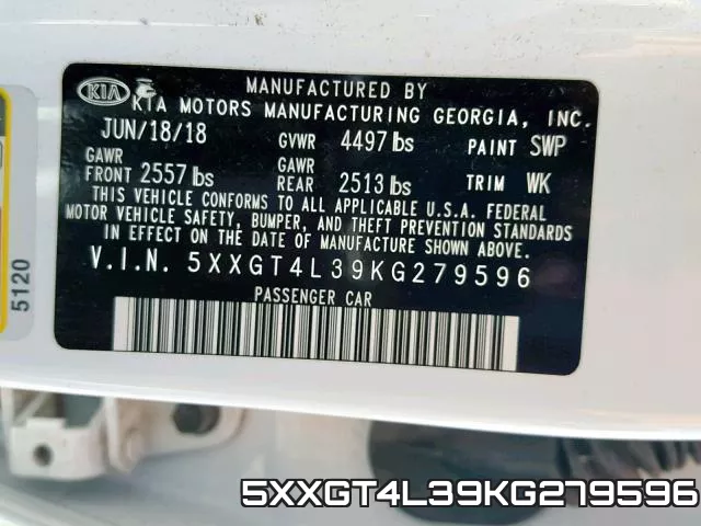 5XXGT4L39KG279596 фото 2