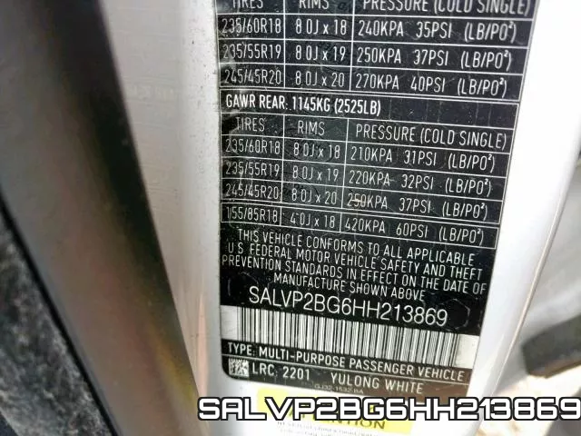 SALVP2BG6HH213869 фото 2