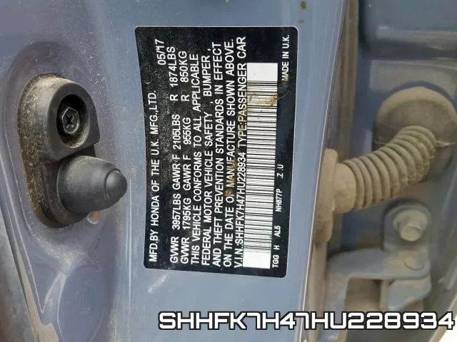 SHHFK7H47HU228934 фото 2