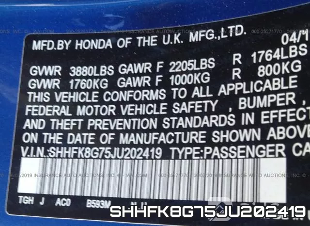 SHHFK8G75JU202419 фото 10