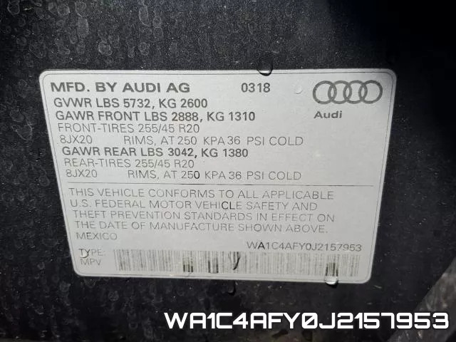 WA1C4AFY0J2157953 фото 2