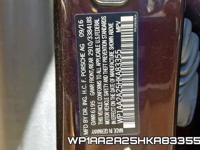 WP1AA2A25HKA83355 фото 2