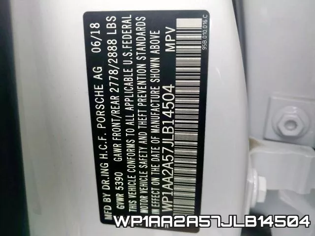 WP1AA2A57JLB14504 фото 2
