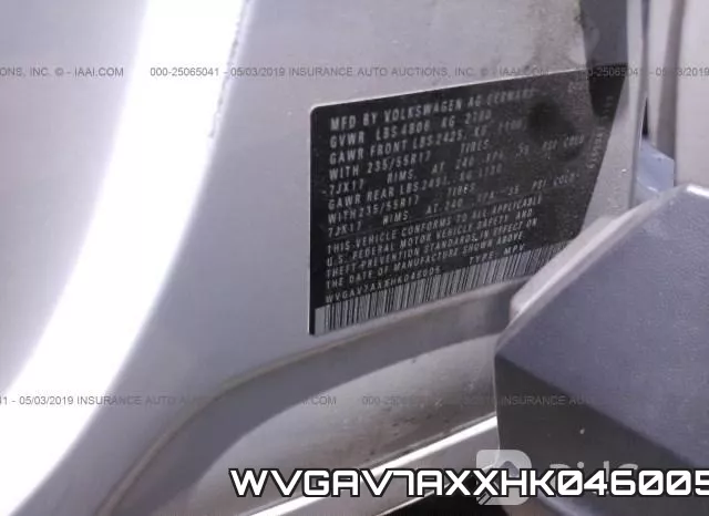 WVGAV7AXXHK046005 фото 10