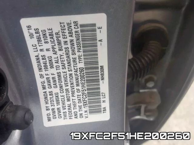 19XFC2F51HE200260 фото 2