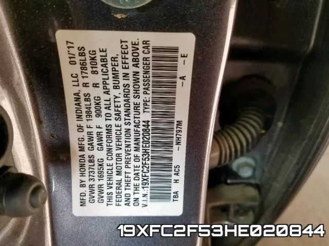 19XFC2F53HE020844 фото 2
