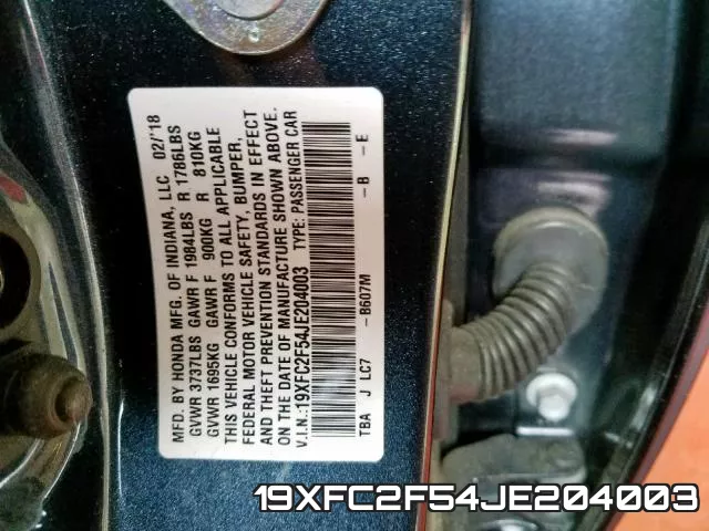 19XFC2F54JE204003 фото 2
