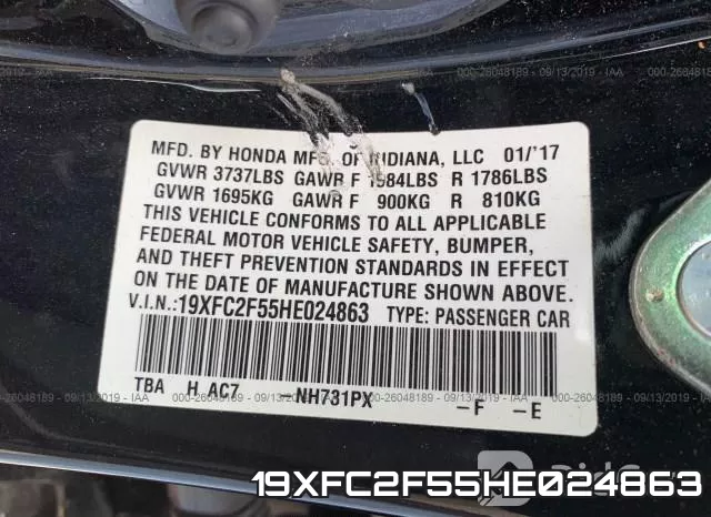 19XFC2F55HE024863 фото 10