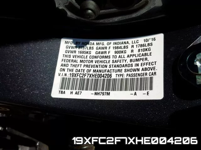 19XFC2F7XHE004206 фото 2