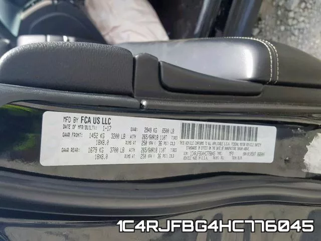 1C4RJFBG4HC776045 фото 2