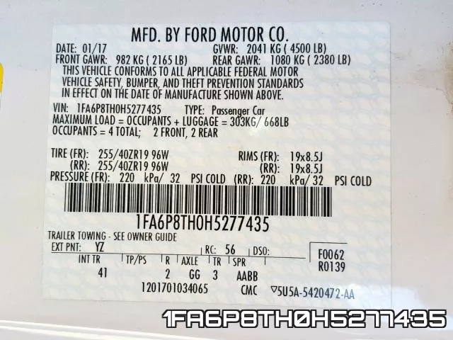 1FA6P8TH0H5277435 фото 2