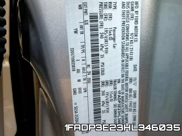 1FADP3E23HL346035 фото 2