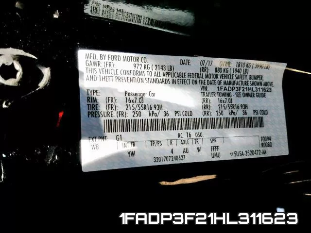 1FADP3F21HL311623 фото 2