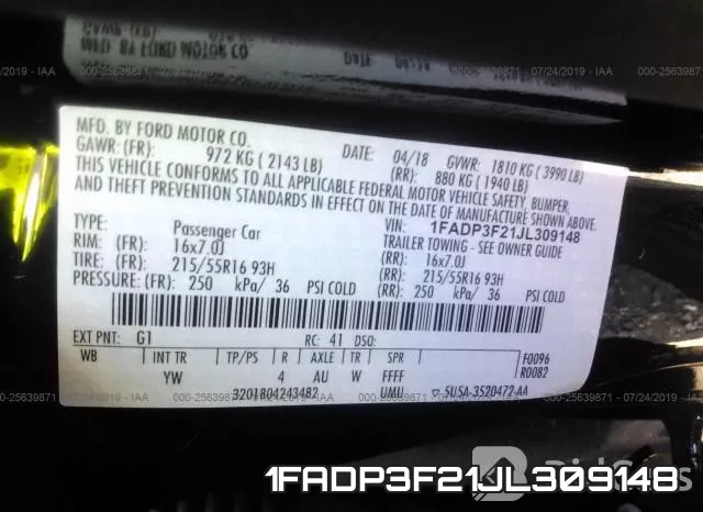 1FADP3F21JL309148 фото 10