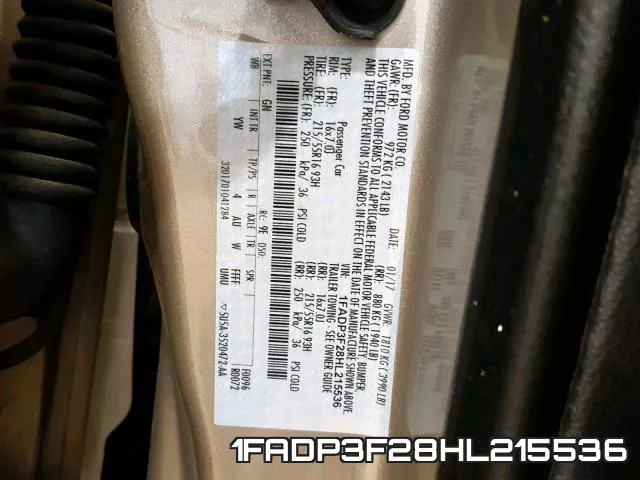 1FADP3F28HL215536 фото 2