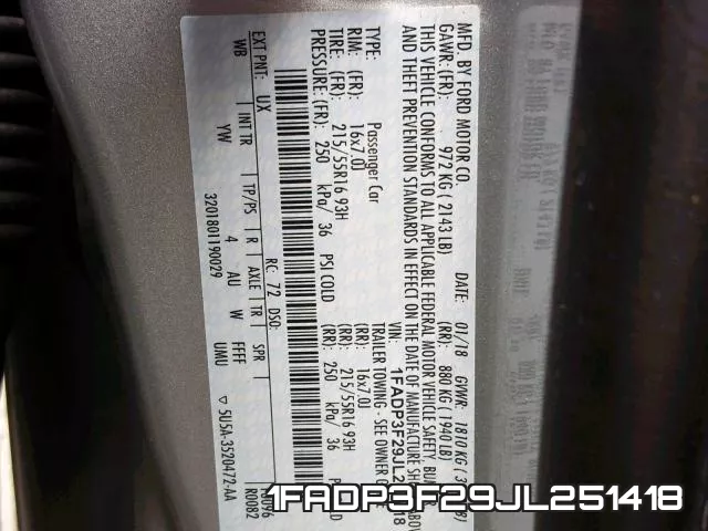 1FADP3F29JL251418 фото 2