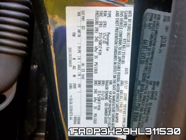 1FADP3H29HL311530 фото 2