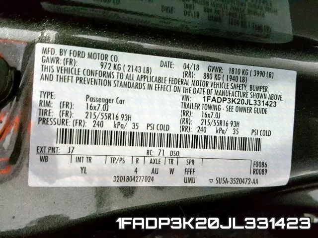 1FADP3K20JL331423 фото 2