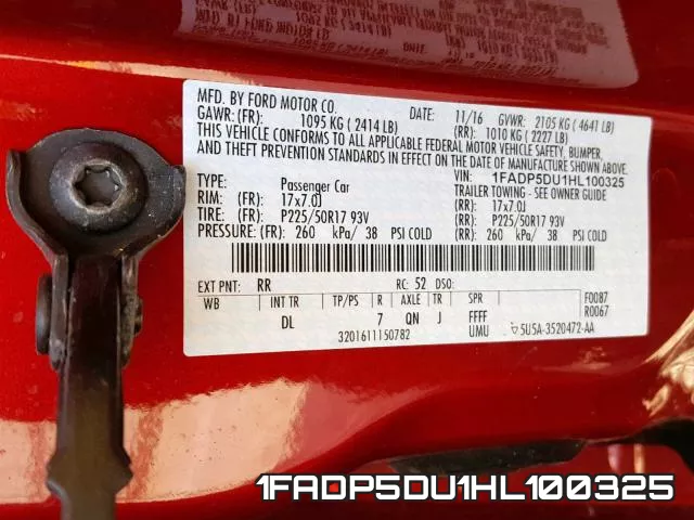 1FADP5DU1HL100325 фото 2