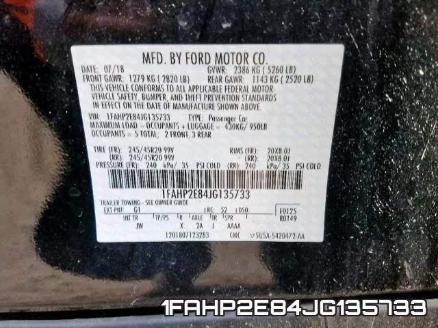 1FAHP2E84JG135733 фото 2