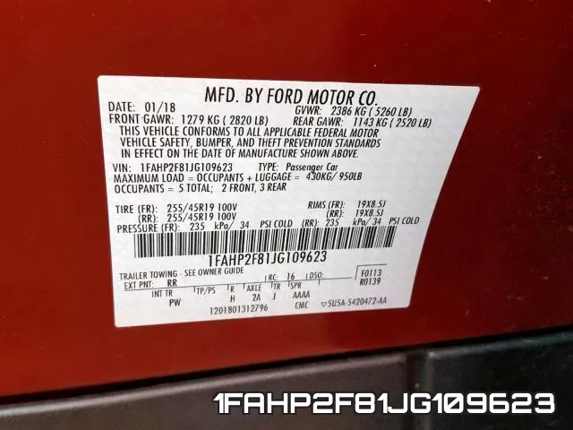 1FAHP2F81JG109623 фото 2