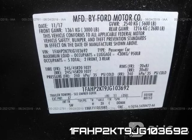 1FAHP2KT9JG103692 фото 10
