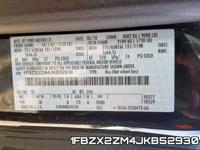 1FBZX2ZM4JKB52930 фото 2