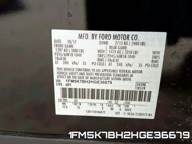 1FM5K7BH2HGE36679 фото 2
