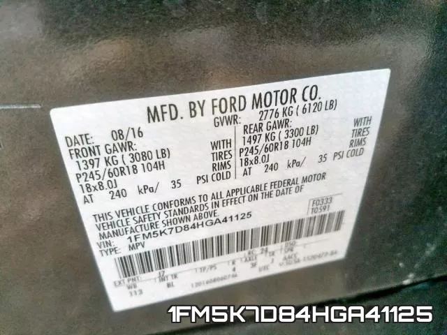 1FM5K7D84HGA41125 фото 2