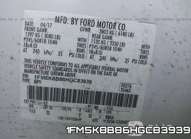 1FM5K8B86HGC83939 фото 10