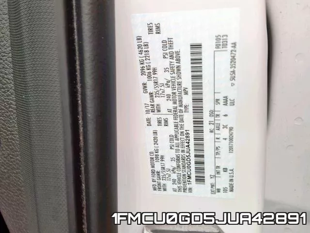 1FMCU0GD5JUA42891 фото 2